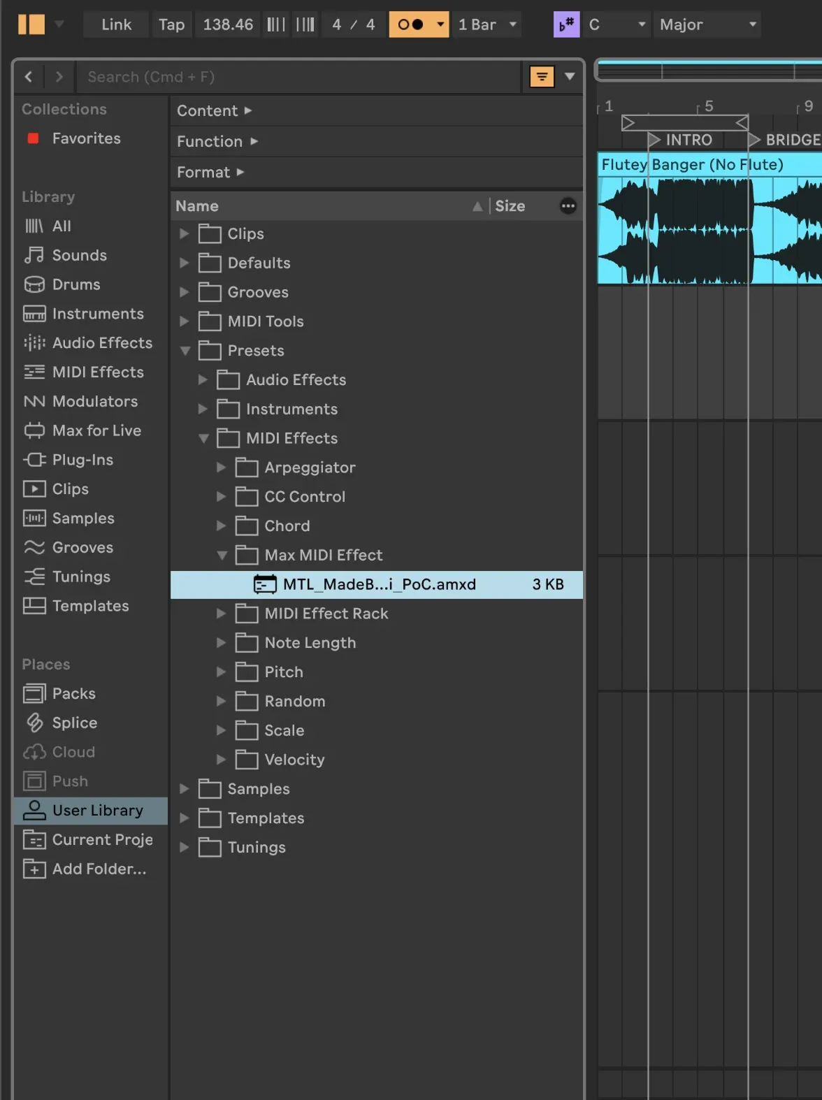 Device visible in Ableton Live browser