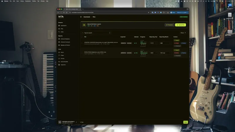 File uploader - importing distributor royalty files with status tracking